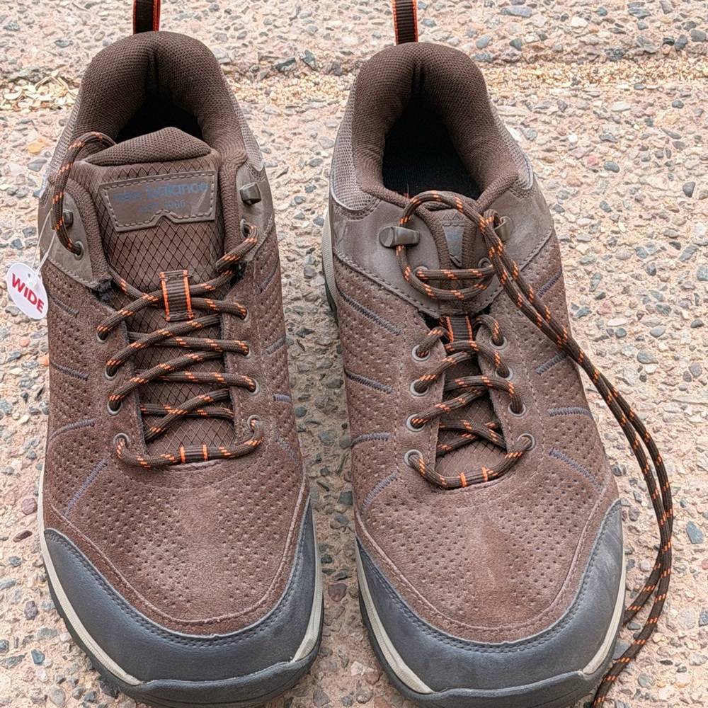 New Balance Brown Athletic Sneakers with Orange Accents